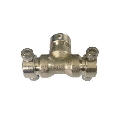 Connector en T de llautó, fixació de cargol